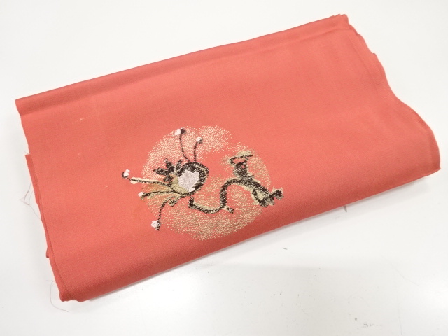 アンティーク　枝の実模様織り出し　お召着物洗い張り